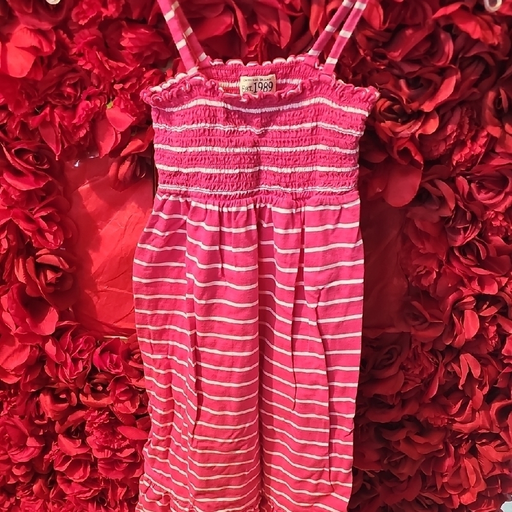 Children's Place Pink and White Striped Elastic Sun Dress Size 7